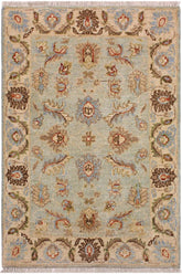 handmade Traditional Kafkaz Lt. Blue Ivory Hand Knotted RECTANGLE 100% WOOL area rug 2 x 3